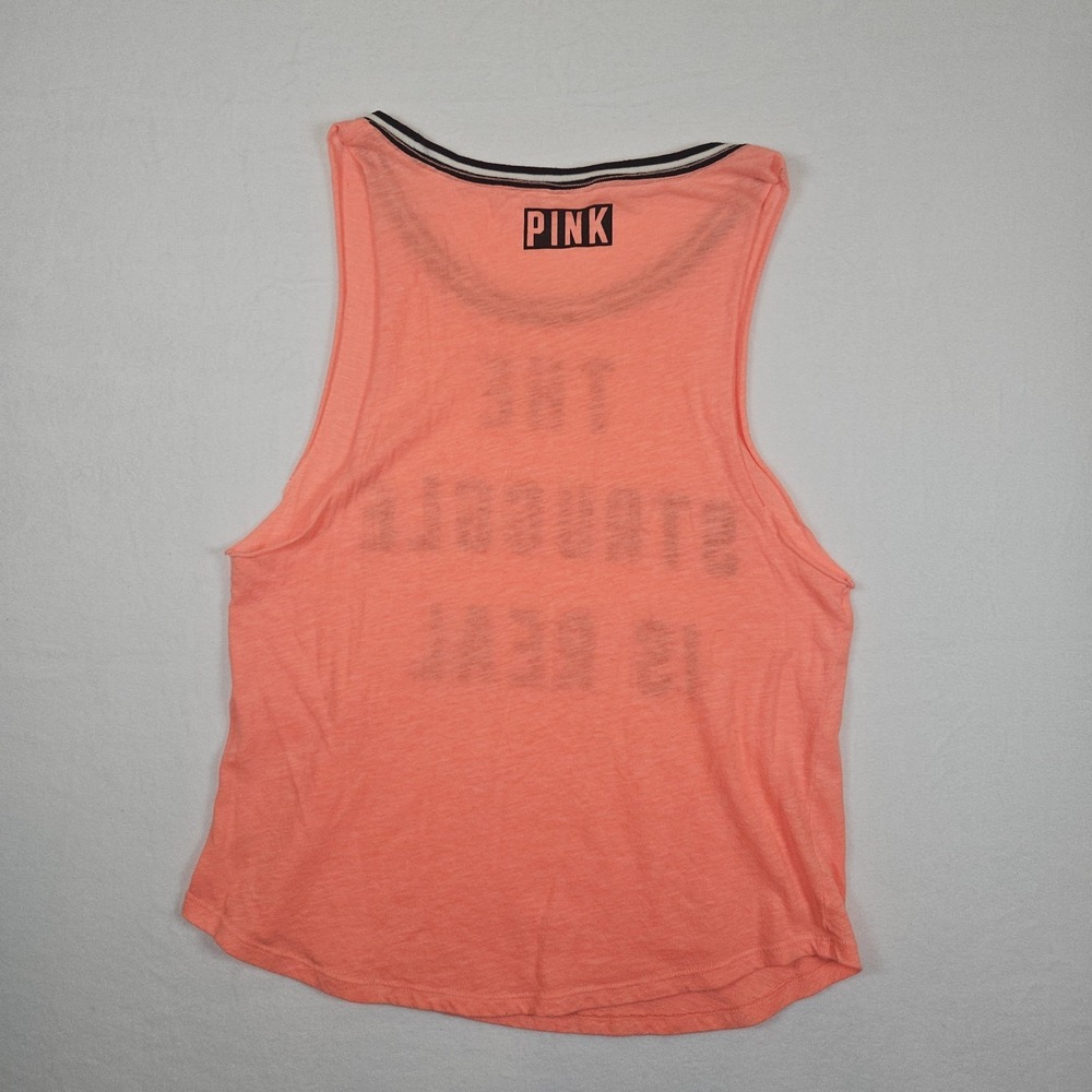 Victoria's Secret PINK Tank Top Medium Coral "The Struggle Is Real" Graphic Gym - Picture 9 of 16